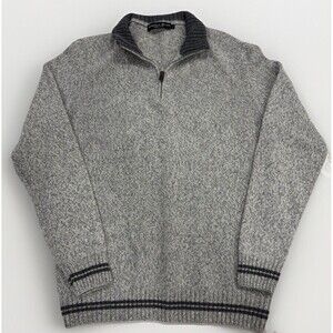 Daniele Blasi Sweater Mens Size Large Wool Blend Knit Quarter Zip Gray Italy